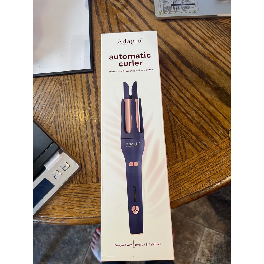 Adagio California Automatic Curler Purple Rose Gold Ceramic‎ Rotating Hair Wand